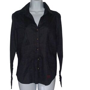 Harley Davidson Womens Black Western Gold Button Up Long Sleeve Shirt Size S
